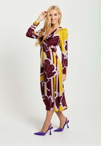 Liquorish GEOMETRIC FLORAL PRINT KNOTTED MIDI - Day dress - multi coloured