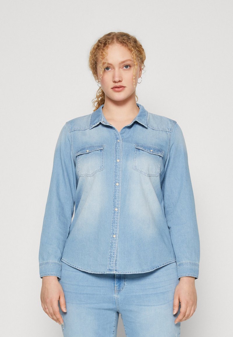 Vero Moda Curve VMMARIA SLIM SHIRT Buttondown blouse light blue