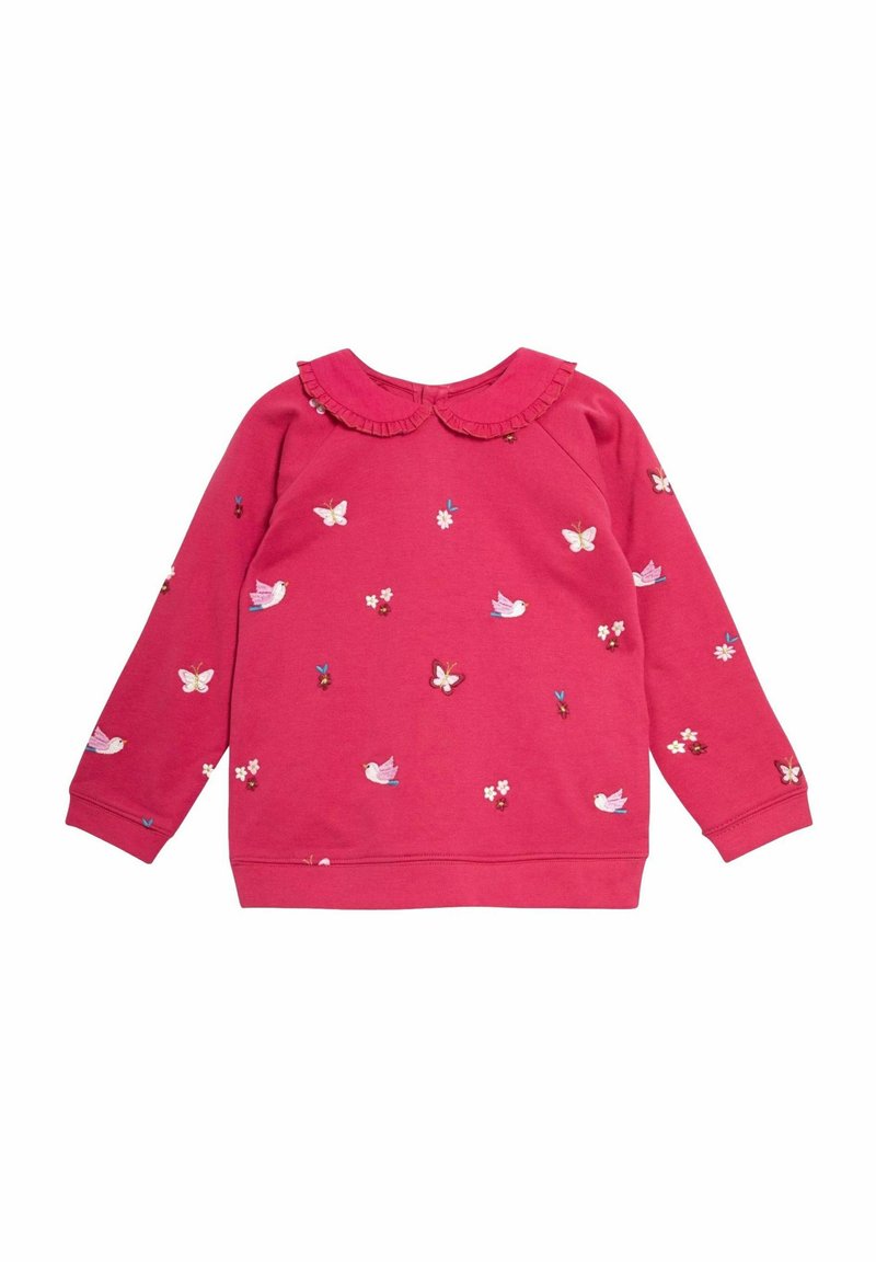 JoJo Maman Bébé EMBROIDERED COLLAR-REGULAR FIT - Melegítőfelső - raspberry pink bird