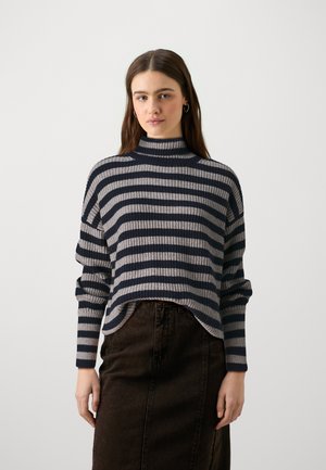 FTC Cashmere HIGHNECK - Jumper - dunkelblau/braun