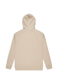 Beżowa bluza z kapturem o miękkiej fakturze, z raglanowymi rękawami i prążkowanym dołem. Minimalistyczny design bez widocznych logo ani wzorów.