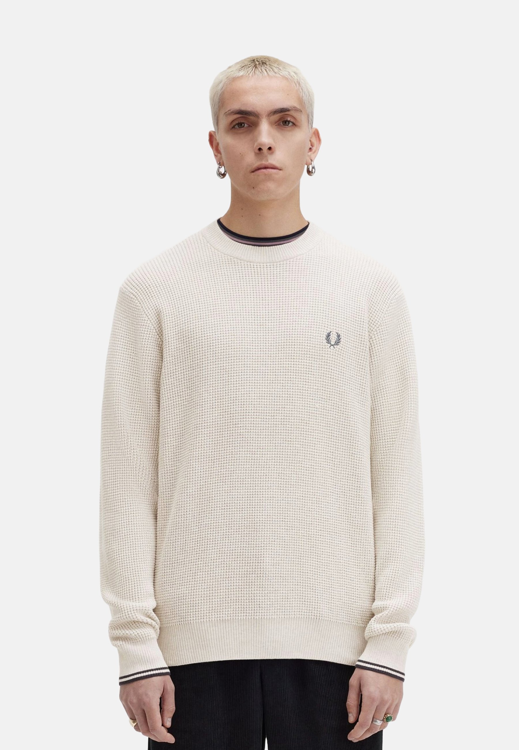 Fred Perry WAFFLE STITCH - Jumper - gacha jaspeado/beige - Zalando