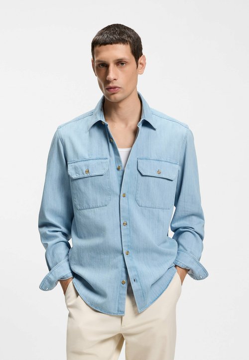 HUGO Camicia Denim Uomo Taglio Oversize Con Tasche Applicate - Jeans Casual Chic