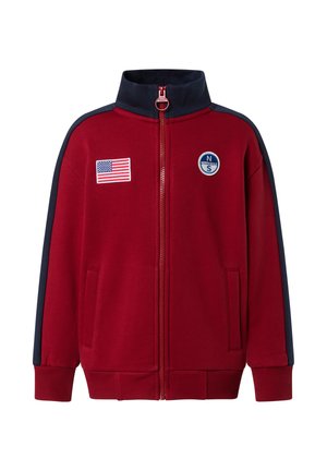 FULL - WITH AMERICAN FLAG - Sudadera con cremallera - dark red