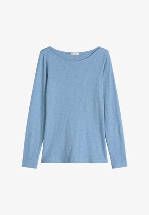Light blue long-sleeve crew neck shirt with a subtle heather texture, displayed flat on a white background.