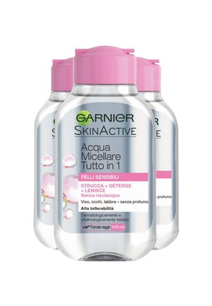 ACQUA MICELLARE PER PELLI SENSIBILI. FORMATO VIAGGIO 100ML. STRUCCA, DETERGE E IDRATA IN UN SOLO GESTO. NON SERVE RISCIACQUARE - 3 PACK - Detergente