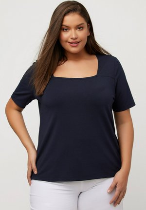 Ulla Popken T-Shirt Donna Classica 'New York' – Scollo A V, Mezza Manica, Puro Cotone – Scritta I Love NY - 2