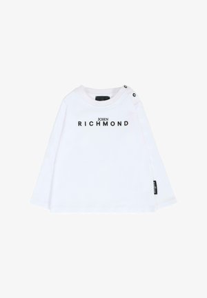 Biała koszula z długim rękawem wykonana z bawełny. Posiada nadruk "JOHN RICHMOND" w kolorze czarnym, napy na ramionach oraz małą metkę marki z boku.