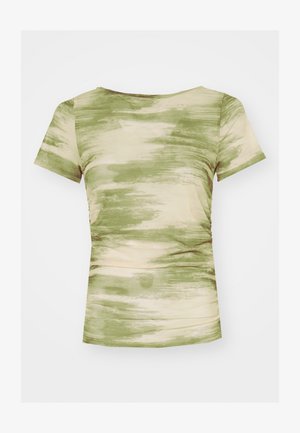 Noisy May NMLESLEY RUCHING - T-shirt con stampa - eggnog/kalamata desert