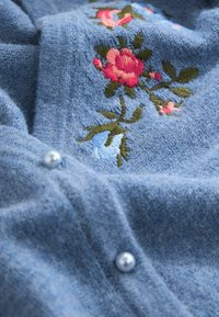 Next REGULAR FIT - PEARL BUTTON - Adīta jaka - blue chambray floral embroidery