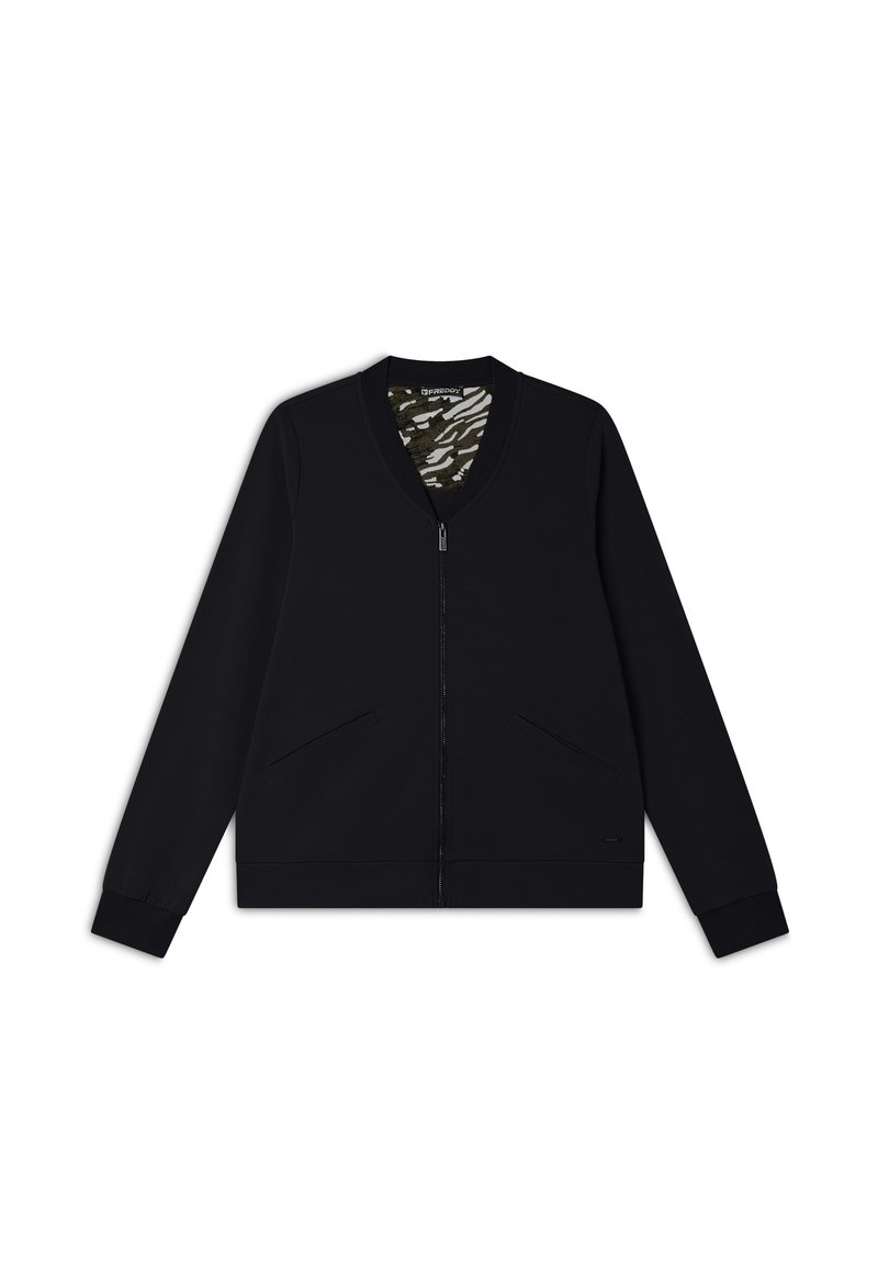 Freddy E COLLO IN CON DETTAGLI ANIMALIER - Sudadera con cremallera - black