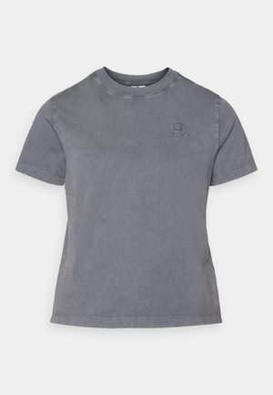 Pelēka kokvilnas T-kreklu ar apaļu kakla izgriezumu, īsām piedurknēm un mazu izšūtu logo uz krūšu daļas. Mīksta tekstūra un ikdienišķs dizains.