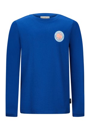 Langsleeve, ronde hals t-shirt in helderblauw katoen. Beschikt over een circulaire grafiek met "RETROUR OPEN" en een tennismotief op de borst.
