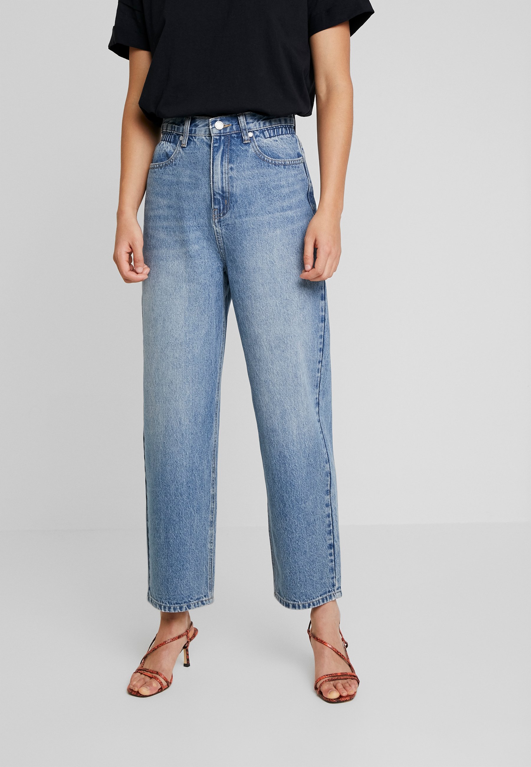 Lost Ink ELASTIC PAPERBAG WAIST LEG Jeans straight leg Lost Ink Petite CROP WIDE LEG JASMINE - Jeans straight leg - light denim