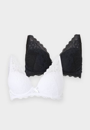 LASCANA PETITE FLEUR BY LASCANA PUSH UP HIGH APEX 2 PACK - Trojuholníková podprsenka - white/black