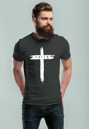 KREUZ CROSS FAITH GLAUBE TREN - Print T-shirt - anthrazit