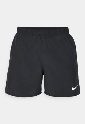 Black athletic shorts made of lightweight fabric, featuring an elastic waistband and a white Nike logo on the lower left side.