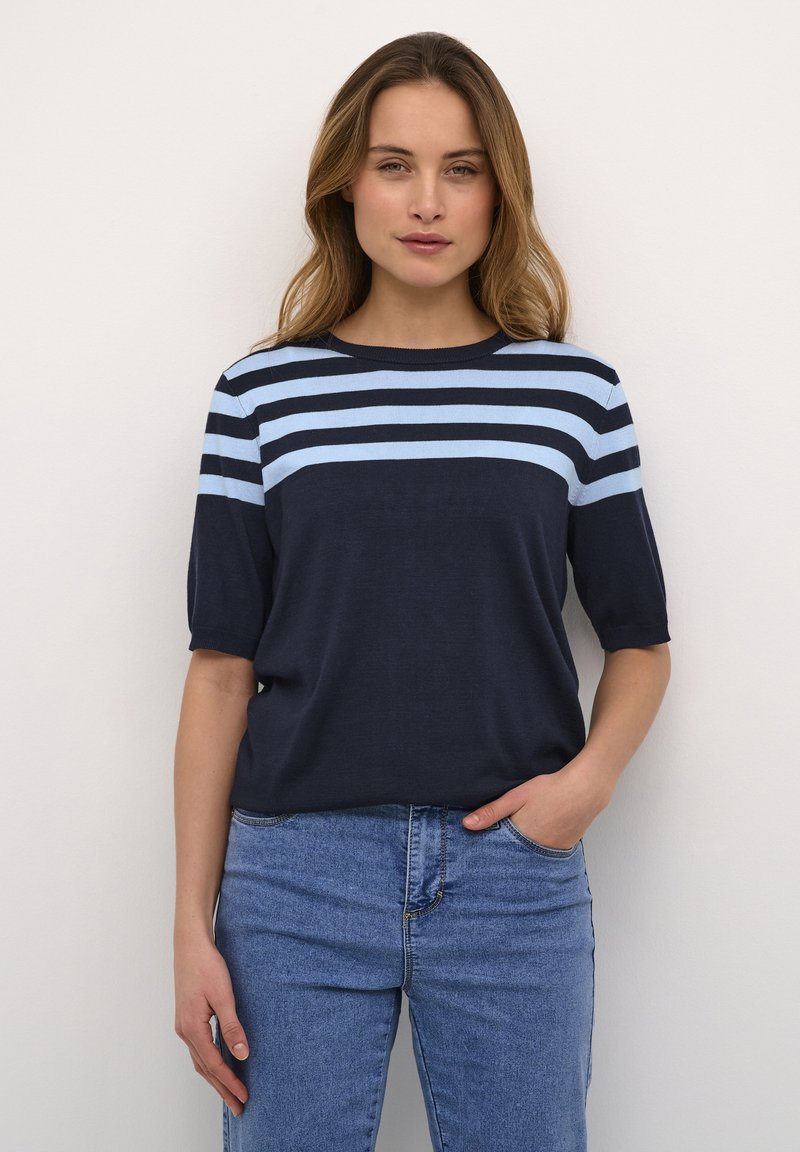 Kaffe KALIZZA - Triko s potiskem - navy windsurfer half stripe