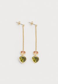DOUBLE BASE HEART LINEAR DROP EARRINGS - Náušnice - gold-coloured/multi-coloured