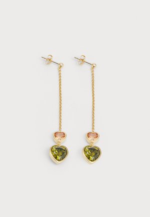 DOUBLE BASE HEART LINEAR DROP EARRINGS - Boucles d'oreilles - gold-coloured/multi-coloured