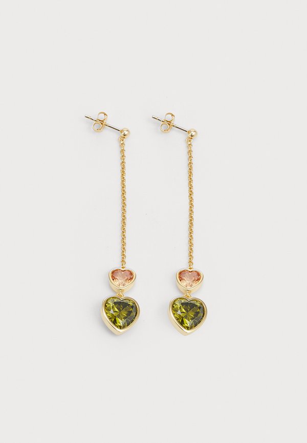 DOUBLE BASE HEART LINEAR DROP EARRINGS - Ohrringe