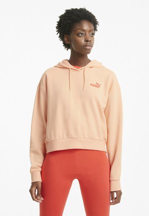 ESSENTIALS EMBROIDERED CROPPED - Sweat à capuche - apricot blush