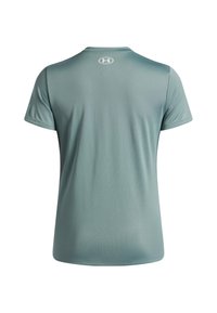 Korte mouw sportshirt in licht teal, gemaakt van gladde, vochtafvoerende stof, met een klein logo op de achterkant van de halslijn.