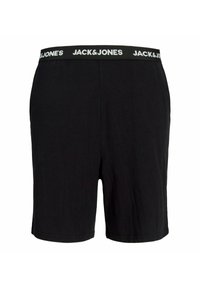 Schwarze Boxershorts aus Baumwolle mit einem elastischen Bund, versehen mit dem Text "JACK & JONES" in Weiß auf einem kontrastierenden Hintergrund.
