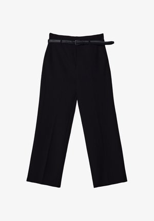 Stradivarius, FLOWING STRAIGHT-LEG SMART TROUSERS WITH BELT - Pantalon classique - black