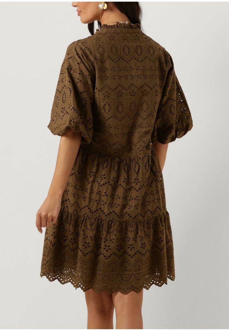 Notre-V MINI BRODERIE ANGLAISE Jurk bruin