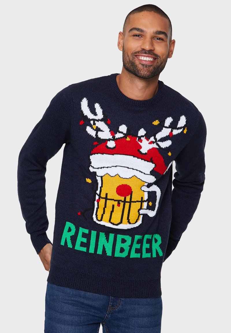 Threadbare XMAS ANTLER BEERS Jumper pre twist navy/black/blue