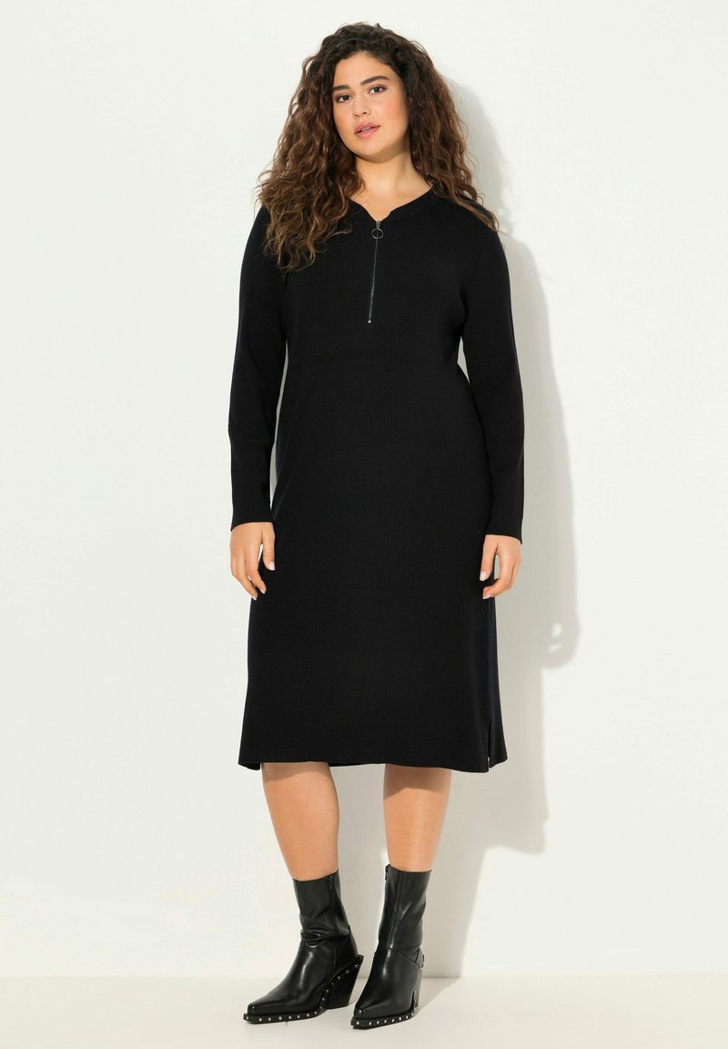 Ulla Popken ZIP FRONT - Robe pull - black