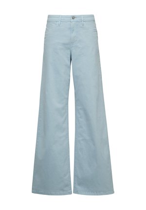 Svijetloplavi široki traperice od pamuka, s patentnim zatvaračem, kopčanjem na dugme i četiri džepa s toniranim šavovima.