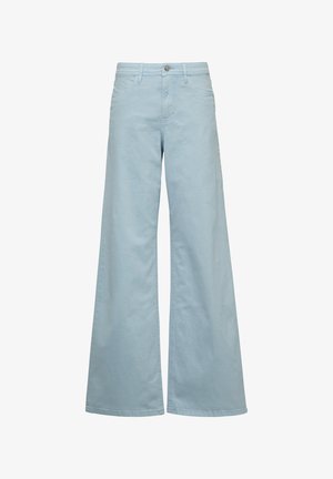 Svijetloplavi široki traperice od pamuka, s patentnim zatvaračem, kopčanjem na dugme i četiri džepa s toniranim šavovima.