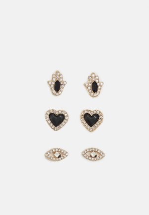 CHARM STUD TRIO SET - Earrings - gold-coloured/jet/cry