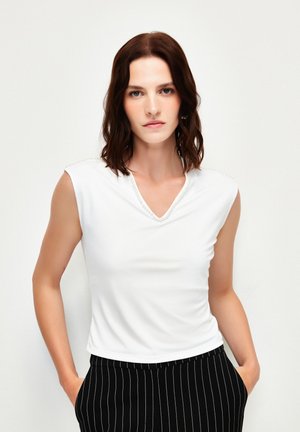 V-NECK PEARLY - Débardeur - light beige