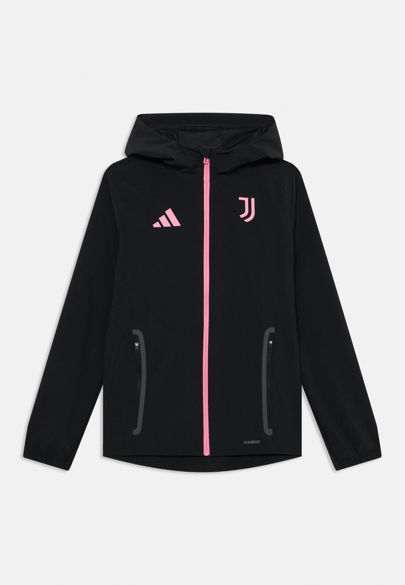 adidas Performance JUVENTUS COMPETITION TECH TRAVEL JACKET KIDS UNISEX - Majica s kapuljačom i patentnim zatvaračem - black/bliss pink