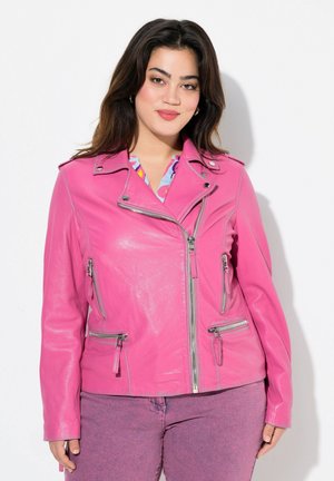 LANGARM - Leather jacket - hibiscus pink