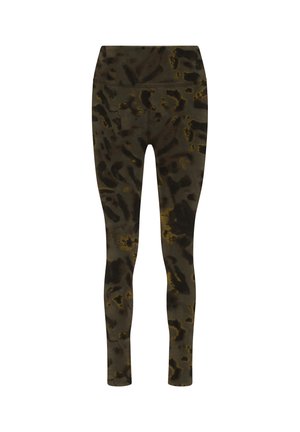Deha, PRINTED STRETCH MICROFIBER LEGGINGS - LEGGINGS - Leggings - brown