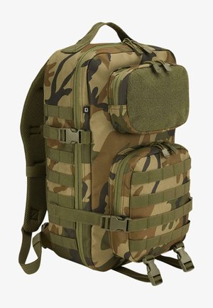 Zaino camouflage con più scomparti, spallacci regolabili e maniglia superiore. Realizzato in tessuto resistente con dettagli in nylon.
