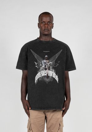 MJ Gonzales HIGHER THAN HEAVEN ACID WASHED HEAVY OVER - T-shirt imprimé - black