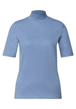 Street One, T-SHIRT WITH RIBBED TURTLENECK - T-shirt basic - northern blue