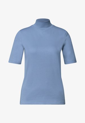 Street One, T-SHIRT WITH RIBBED TURTLENECK - T-shirt basic - northern blue