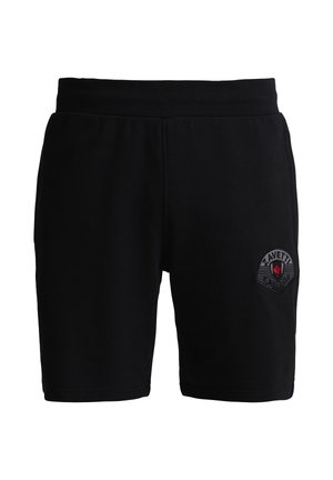 Pantalones cortos deportivos negros de longitud media con cinturilla elástica y parche del logo Zavetti en el muslo izquierdo.