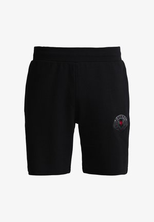 Pantalones cortos deportivos negros de longitud media con cinturilla elástica y parche del logo Zavetti en el muslo izquierdo.