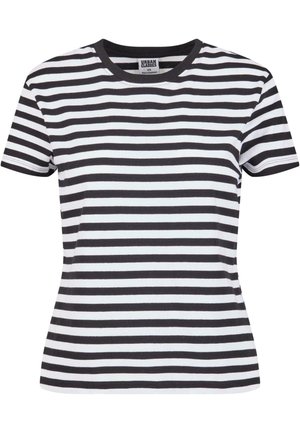 REGULAR STRIPED TEE - Tričko s potlačou - white black