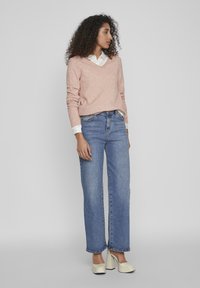 VILA VIRIL V-NECK NOOS - Džemperis - misty rose/melange