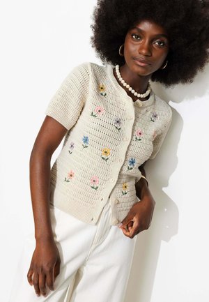 Promod, CARDIGAN BRODÉ DE FLEURS - Gilet - ecru