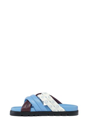 MCM KREUZSANDALEN AUS LAMMLEDER MIT MONOGRAMM-PRINT UNISEX - Slip-on sandaler - purple