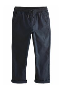 Marineblaue Jogginghosen aus leichtem Stoff, mit elastischem Bund und Kordelzug, seitlichen Taschen und umgeschlagenen Säumen.